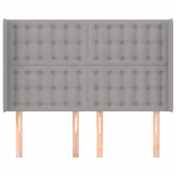 vidaXL Testiera ad Orecchio Grigio Chiaro 147x16x118/128 cm in Tessuto - Vista aggiuntiva 3