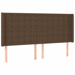 vidaXL Testiera ad Orecchio Marrone Scuro 163x16x118/128 cm in Tessuto - Vista aggiuntiva 2