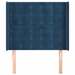 vidaXL Testiera ad Orecchio Blu Scuro 83x16x118/128 cm in Velluto - Vista aggiuntiva 3