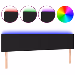 vidaXL Testiera a LED Nera 160x5x78/88 cm in Tessuto - Vista aggiuntiva 2