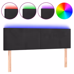 vidaXL Testiera a LED Nera 144x5x78/88 cm in Velluto - Vista aggiuntiva 2