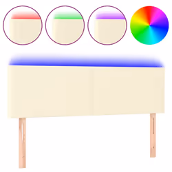 vidaXL Testiera Crema a LED 144x5x78/88 cm in Similpelle - Vista aggiuntiva 2