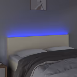 vidaXL Testiera Crema a LED 144x5x78/88 cm in Similpelle - Vista aggiuntiva 3
