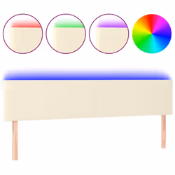 vidaXL Testiera Crema a LED 180x5x78/88 cm in Similpelle - Vista aggiuntiva 2