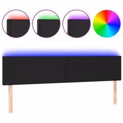 vidaXL Testiera a LED Nera 200x5x78/88 cm in Similpelle - Vista aggiuntiva 2