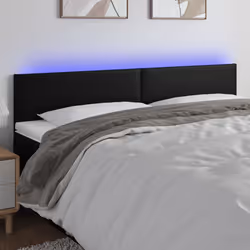 vidaXL Testiera a LED Nera 200x5x78/88 cm in Similpelle - Vista aggiuntiva 3
