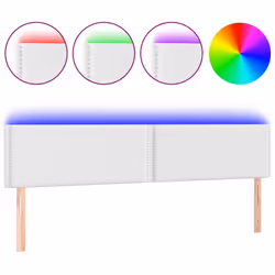 vidaXL Testiera Bianca a LED 160x5x78/88 cm in Similpelle - Vista aggiuntiva 2
