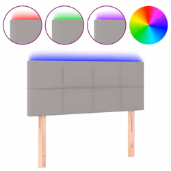 vidaXL Testiera a LED Grigio Chiaro 90x5x78/88 cm in Tessuto - Vista aggiuntiva 2