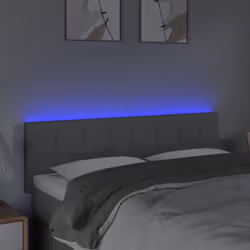 vidaXL Testiera a LED Grigio Chiaro 144x5x78/88 cm in Tessuto - Vista aggiuntiva 3