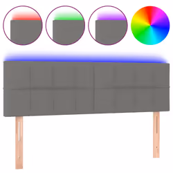 vidaXL Testiera a LED Grigio Scuro 144x5x78/88 cm in Tessuto - Vista aggiuntiva 2