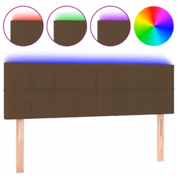 vidaXL Testiera a LED Marrone Scuro 144x5x78/88 cm in Tessuto - Vista aggiuntiva 2