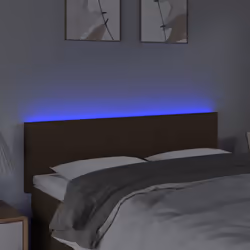 vidaXL Testiera a LED Marrone Scuro 144x5x78/88 cm in Tessuto - Vista aggiuntiva 3