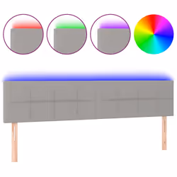 vidaXL Testiera a LED Grigio Chiaro 160x5x78/88 cm in Tessuto - Vista aggiuntiva 2