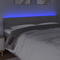 vidaXL Testiera a LED Grigio Chiaro 180x5x78/88 cm in Tessuto - Vista aggiuntiva 3