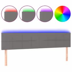 vidaXL Testiera a LED Grigio Scuro 200x5x78/88 cm in Tessuto - Vista aggiuntiva 2