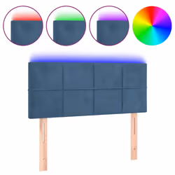 vidaXL Testiera a LED Blu scuro 90x5x78/88 cm in Tessuto - Vista aggiuntiva 2