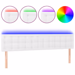 vidaXL Testiera Bianca a LED 180x5x78/88 cm in Similpelle - Vista aggiuntiva 2
