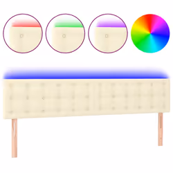vidaXL Testiera Crema a LED 200x5x78/88 cm in Similpelle - Vista aggiuntiva 2
