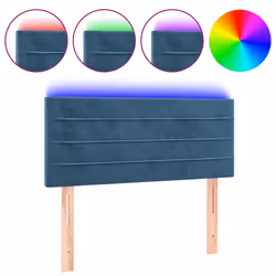 vidaXL Testiera a LED Blu scuro 90x5x78/88 cm in Tessuto - Vista aggiuntiva 2