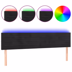vidaXL Testiera a LED Nera 180x5x78/88 cm in Velluto - Vista aggiuntiva 2