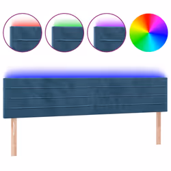 vidaXL Testiera a LED Blu Scuro 180x5x78/88 cm in Velluto - Vista aggiuntiva 2