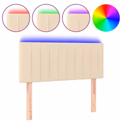 vidaXL Testiera a LED Crema 80x5x78/88 cm in Tessuto - Vista aggiuntiva 2