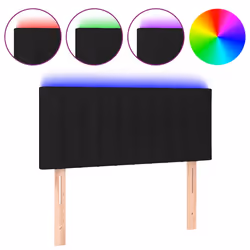 vidaXL Testiera a LED Nera 90x5x78/88 cm in Tessuto - Vista aggiuntiva 2