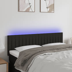 vidaXL Testiera a LED Nera 144x5x78/88 cm in Tessuto