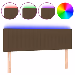vidaXL Testiera a LED Marrone Scuro 144x5x78/88 cm in Tessuto - Vista aggiuntiva 2