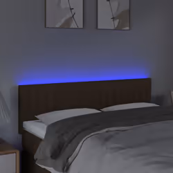 vidaXL Testiera a LED Marrone Scuro 144x5x78/88 cm in Tessuto - Vista aggiuntiva 3