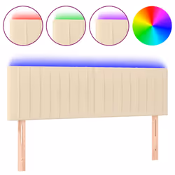vidaXL Testiera a LED Crema 144x5x78/88 cm in Tessuto - Vista aggiuntiva 2