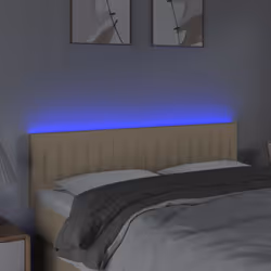 vidaXL Testiera a LED Crema 144x5x78/88 cm in Tessuto - Vista aggiuntiva 3