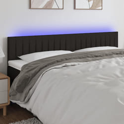 vidaXL Testiera a LED Nera 160x5x78/88 cm in Tessuto