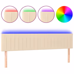 vidaXL Testiera a LED Crema 160x5x78/88 cm in Tessuto - Vista aggiuntiva 2