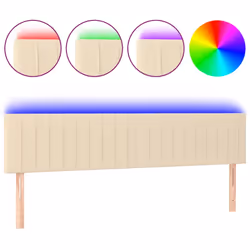 Testiera a LED Crema 180x5x78/88 cm in Tessutocod mxl 97790 - Vista aggiuntiva 2