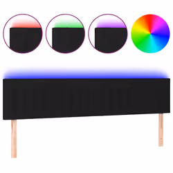 vidaXL Testiera a LED Nera 200x5x78/88 cm in Tessuto - Vista aggiuntiva 2