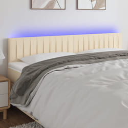vidaXL Testiera a LED Crema 200x5x78/88 cm in Tessuto