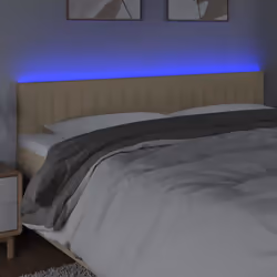 vidaXL Testiera a LED Crema 200x5x78/88 cm in Tessuto - Vista aggiuntiva 3