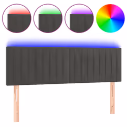 vidaXL Testiera a LED Grigio Scuro 144x5x78/88 cm in Velluto - Vista aggiuntiva 2