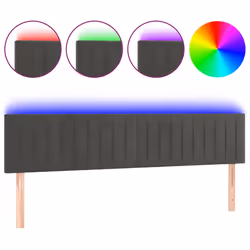 vidaXL Testiera a LED Grigio Scuro 200x5x78/88 cm in Velluto - Vista aggiuntiva 2