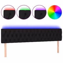 vidaXL Testiera a LED Nera 180x7x78/88 cm in Tessuto - Vista aggiuntiva 2