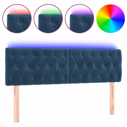 Testiera a LED Blu Scuro 144x7x78/88 cm in Vellutocod mxl 97793 - Vista aggiuntiva 2