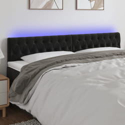 vidaXL Testiera a LED Nera 200x7x78/88 cm in Velluto