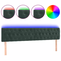 Testiera a LED Verde Scuro 200x7x78/88 cm in Vellutocod mxl 73793 - Vista aggiuntiva 2
