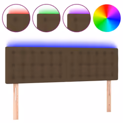 vidaXL Testiera a LED Marrone Scuro 144x5x78/88 cm in Tessuto - Vista aggiuntiva 2