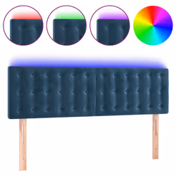 vidaXL Testiera a LED Blu Scuro 144x5x78/88 cm in Velluto - Vista aggiuntiva 2