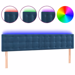 Testiera a LED Blu Scuro 200x5x78/88 cm in Vellutocod mxl 121703 - Vista aggiuntiva 2