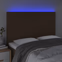 vidaXL Testiera a LED Marrone Scuro 144x5x118/128 cm in Tessuto - Vista aggiuntiva 3