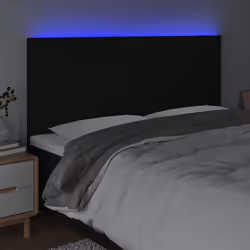 vidaXL Testiera a LED nero 200x5x118/128cm in Tessuto - Vista aggiuntiva 3