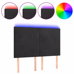 vidaXL Testiera a LED Nera 144x5x118/128 cm in Velluto - Vista aggiuntiva 2